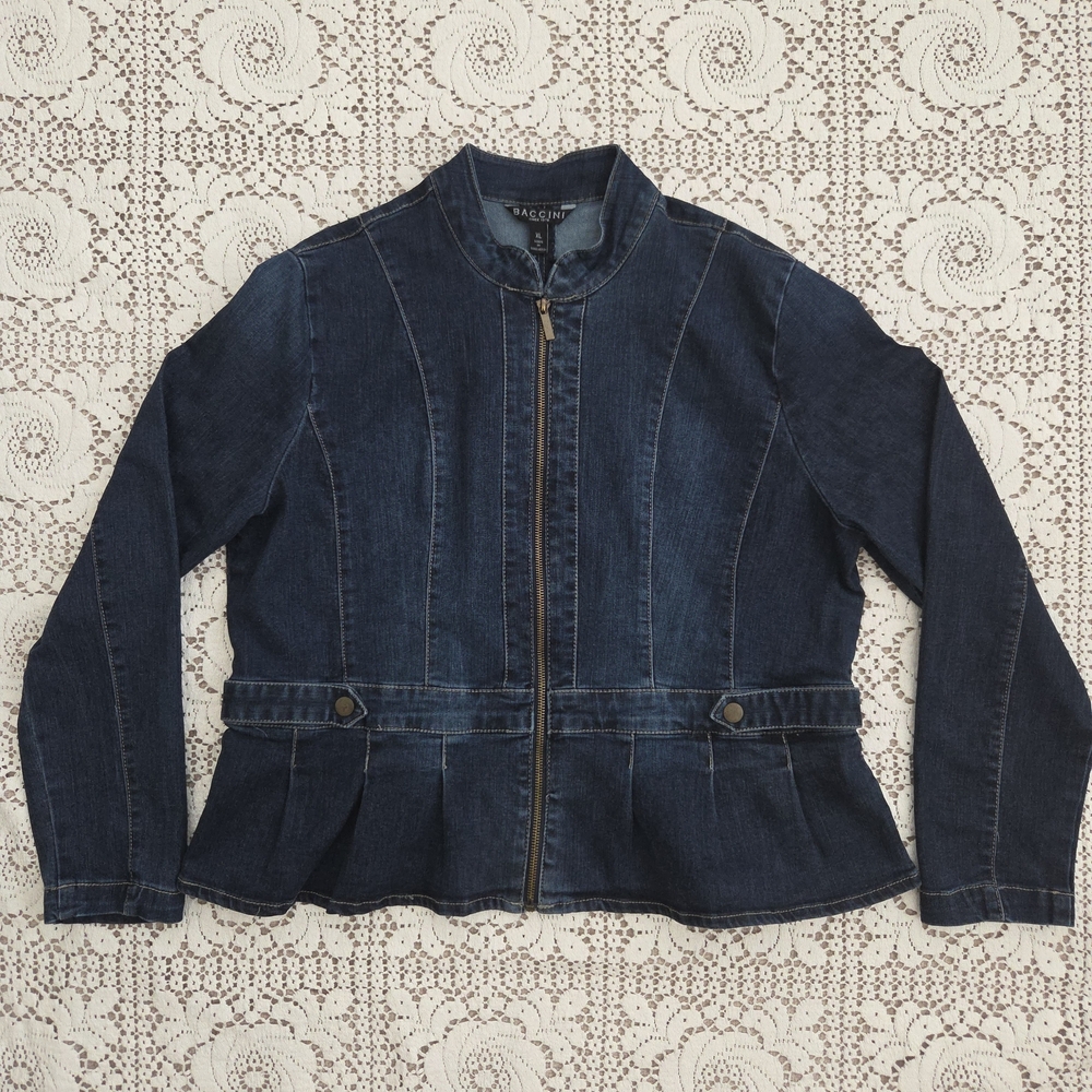 Baccini Navy Blue Denim Jacket Size XL - Picture 4 of 8